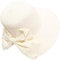 thumbnail image 3 of CoCopeaunts Straw Bucket Hat Wide Brim Floppy Solid Color Bucket Cap for Women Beach Dome Ponytail Basin Hat with Bow Decorate, 3 of 8