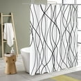 thumbnail image 2 of Extra Long Shower Curtain 72 x 84, Black and White Striped Fabric Shower Curtain, Modern Minimalist Bathroom Curtain Shower Set with Hooks, 2 of 6