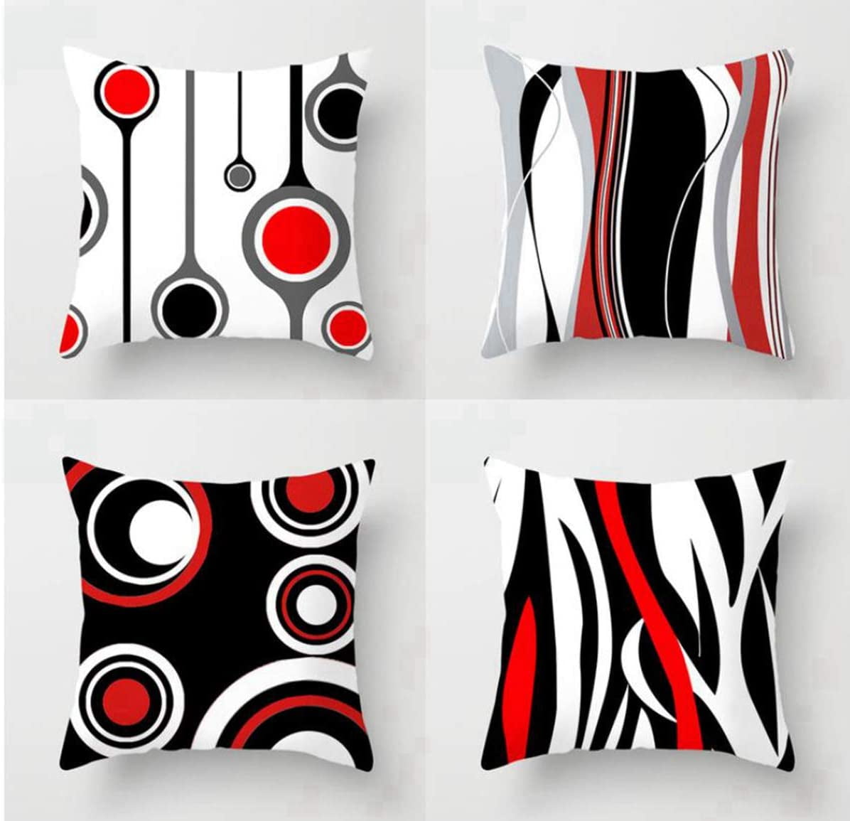 Set of 4 Throw Pillow Covers 18x18 Inches Decorative Cushion Modern
