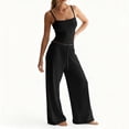 thumbnail image 6 of CIENVNSTG Two Piece Sets for Women Summer Spaghetti Strap Tank Top Wide Leg Pants Sets Matching Lounge Sets Tracksuit Athletic Wear Yoga Set Black L, 6 of 6