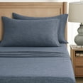 Mainstays Super Soft Textured Microfiber Bed Sheet Set, Full, Navy, 4