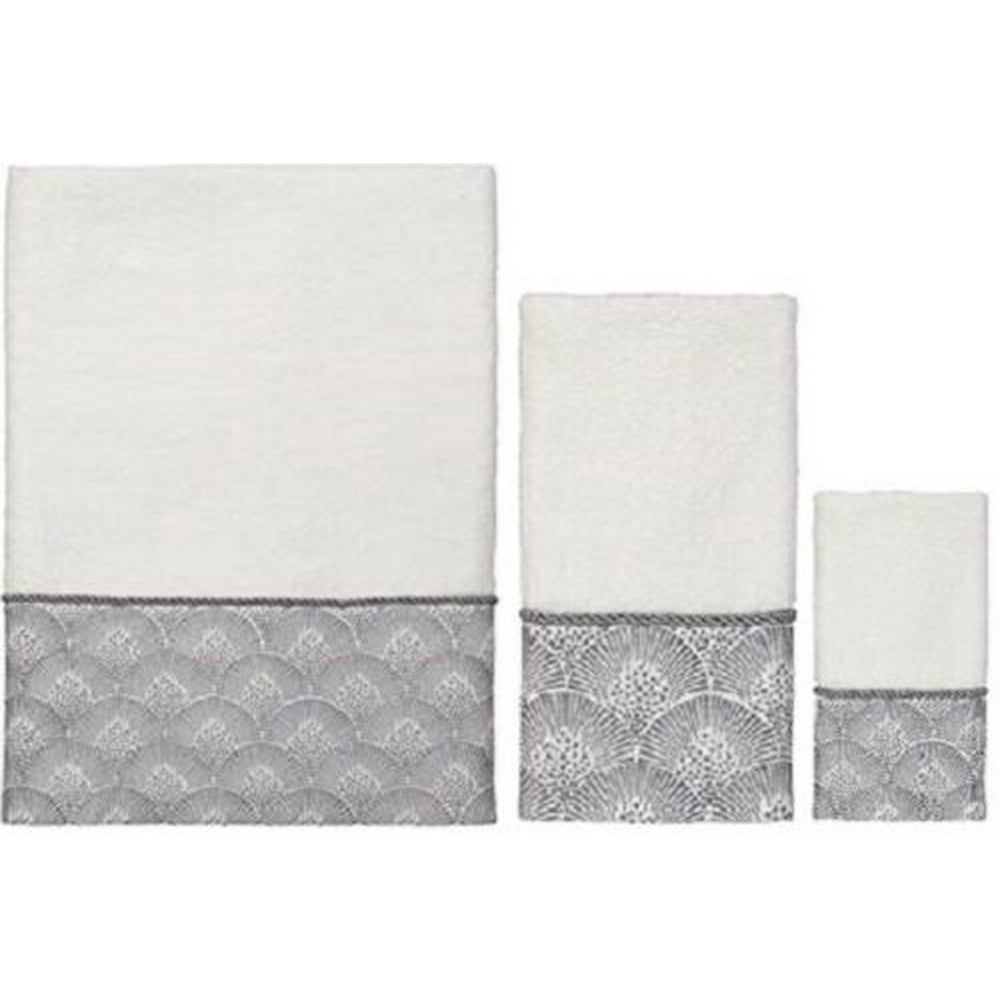 Avanti Linens Deco Shells Seashells, 3 Piece Bath Towel, Hand Towel and