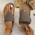 thumbnail image 2 of Rokment Wedges Orthopedic Cork Footbed Thongs Sandals for Women Boho Beach Leather Platform Slides Flip Flops Comfortable Dressy Slip on Slippers Grey Size 6.5, 2 of 7
