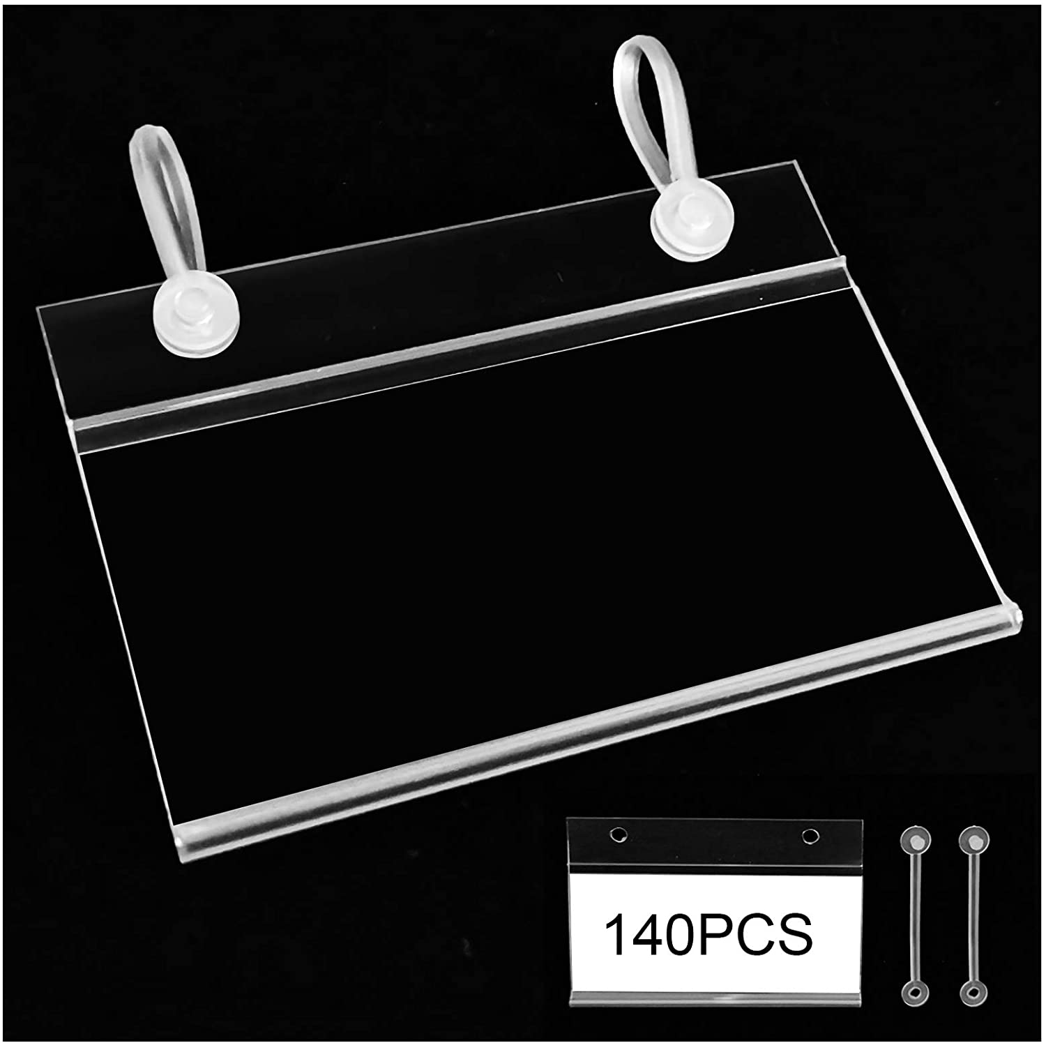 140 PCS Shelf Label Holders,Plastic Wire Shelf Label Holder 3.1 in x 2