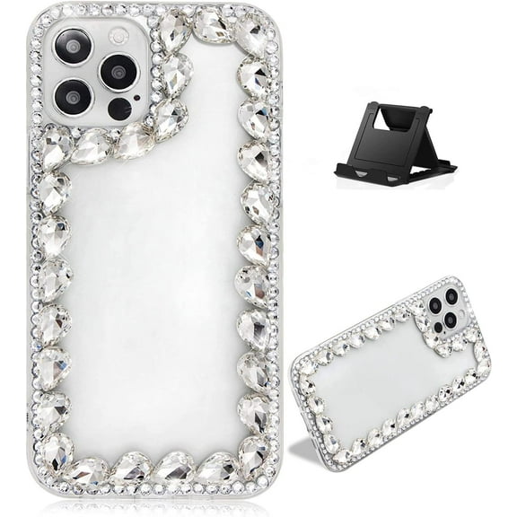 Crystal Clear Case for Samsung Galaxy S23 Ultra 5G,Bling Glitter Diamond Case Stylish for Woman Girls,Sparkle 3D Handmade Rhinestone with Soft Bumper Silicone Protective Cover Shell