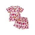 thumbnail image 2 of Musuos Toddler Girls Casual Summer Outfit, 6M 12M 18M 24M 3Y 4Y Flower Ice Cream Print Short Sleeve Crew Neck T-shirt with Shorts, 2 of 10