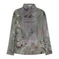 thumbnail image 3 of Uootdi Women's Floral Print Satin Cowl Neck Long Sleeve Shirts Dressy Business Office Loose Elegant Blouses Baggy Fit Blouses Beach Vacation Wear Gift, 3 of 5