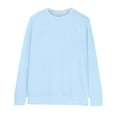 thumbnail image 4 of Women's Solid Color Crewneck Sweatshirt, Soft Stretchable Long Sleeve Pullover Top, Comfortable Casual Loungewear for Daily Wear, Fall Winter Basic Streetwear Essential with Regular Fit Sky Blue L, 4 of 9