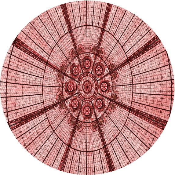 Ahgly Company Indoor Round Patterned Pastel Pink Area Rugs, 7' Round
