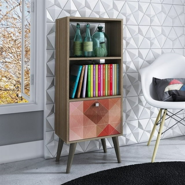 Manhattan Comfort Sami 2 Bibliothèque Étagère en Chêne Timbre Gris