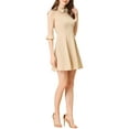 thumbnail image 4 of INSPIRE CHIC Women'ss Mesh Sheer 3/4 Sleeves Keyhole A-Line Party Dress XS Beige, 4 of 7