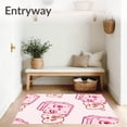 thumbnail image 3 of ODIKA 8'x10' Machine Washable Non-Slip Area Rug, Strawberry Milk Carton Kawaii Aesthetic Cartoon Doormat High Traffic Rug with Pad, Pink, 655511, 3 of 8