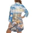 thumbnail image 2 of Xoenoiee Beach Starfish Seashell Conch Print Swimsuit Coverup for Women Long Sleeve Bathing Suit Cover Up Blouse Button Down Shirt Dress Beach Vacation Clothes, 2XL, 2 of 7