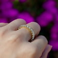 thumbnail image 4 of Aquamarine Wedding Band Eternity Ring, Full Eternity Stackable Ring, Bridal Ring, 10k Yellow Gold Plated Eternity Ring, Gift For Her, 4 of 5