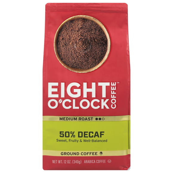 Eight O'Clock 50% Decaf Medium Roast Ground Coffee, 12 Oz. Bag