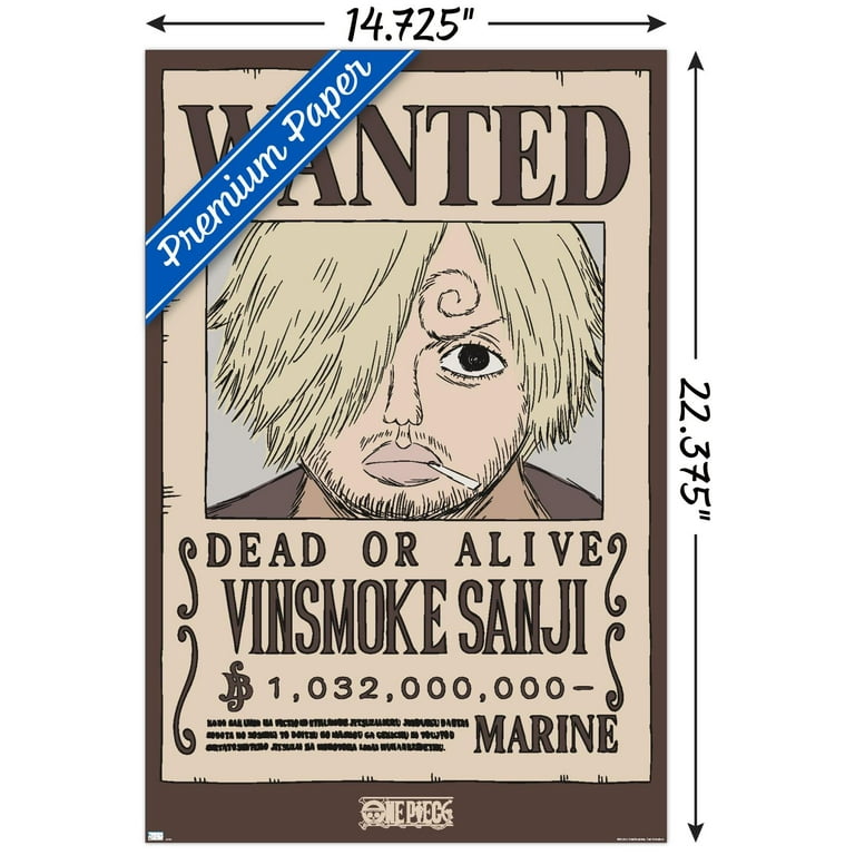 One Piece - Vinsmoke Sanji Wanted Poster Wall Poster, 14.725