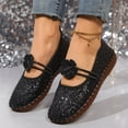thumbnail image 6 of Viluyesy Flats for Womens, Fashion Sequin Soft Sole Floral Single Band 2025 Casual Dress Loafers Shoes Black, 6 of 9
