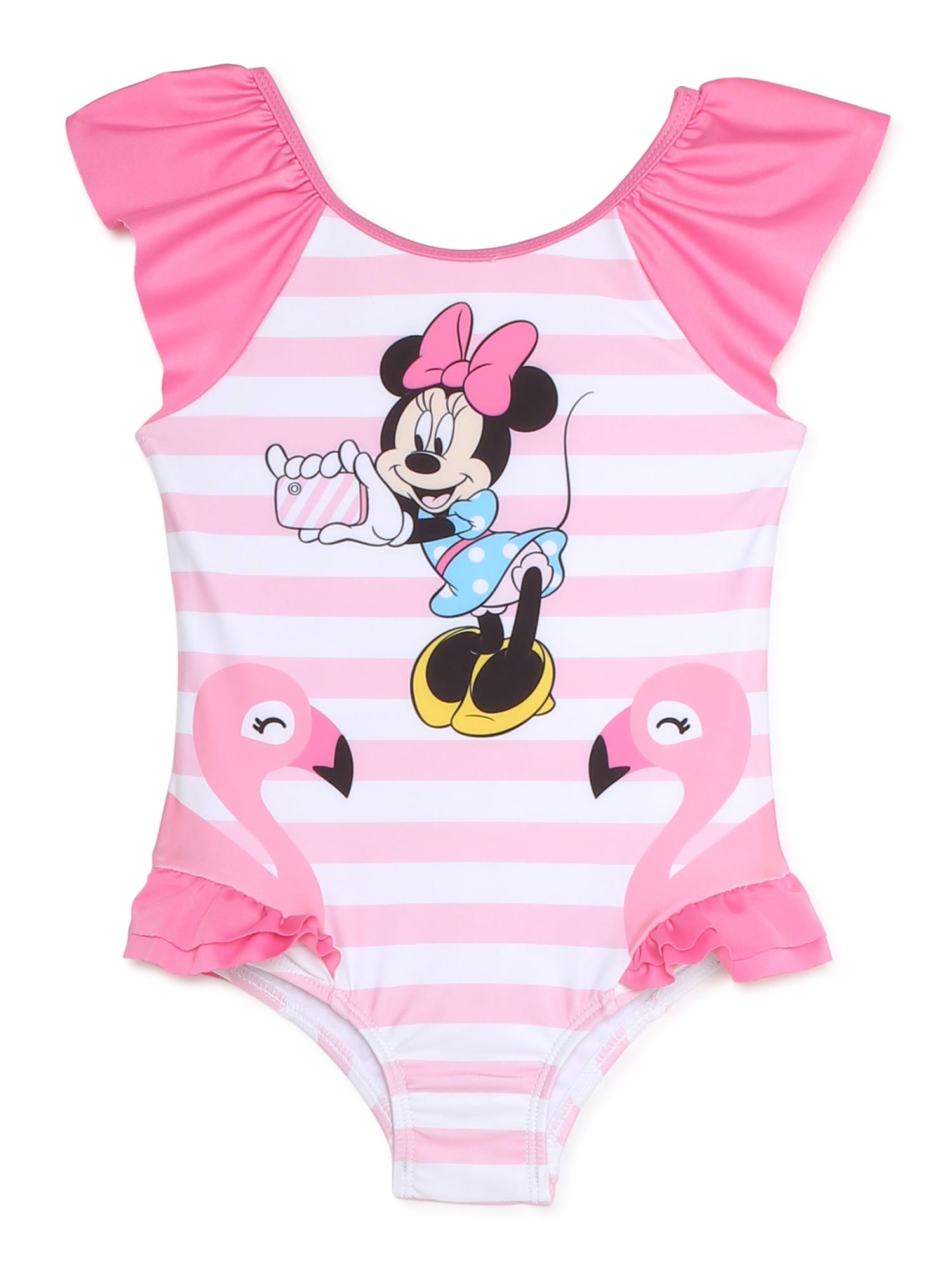 BRAND NEW DISNEY MINNIE MOUSE SWIMSUIT & COVER UP TOWEL DRESS 2-PIECE SET PINK 
