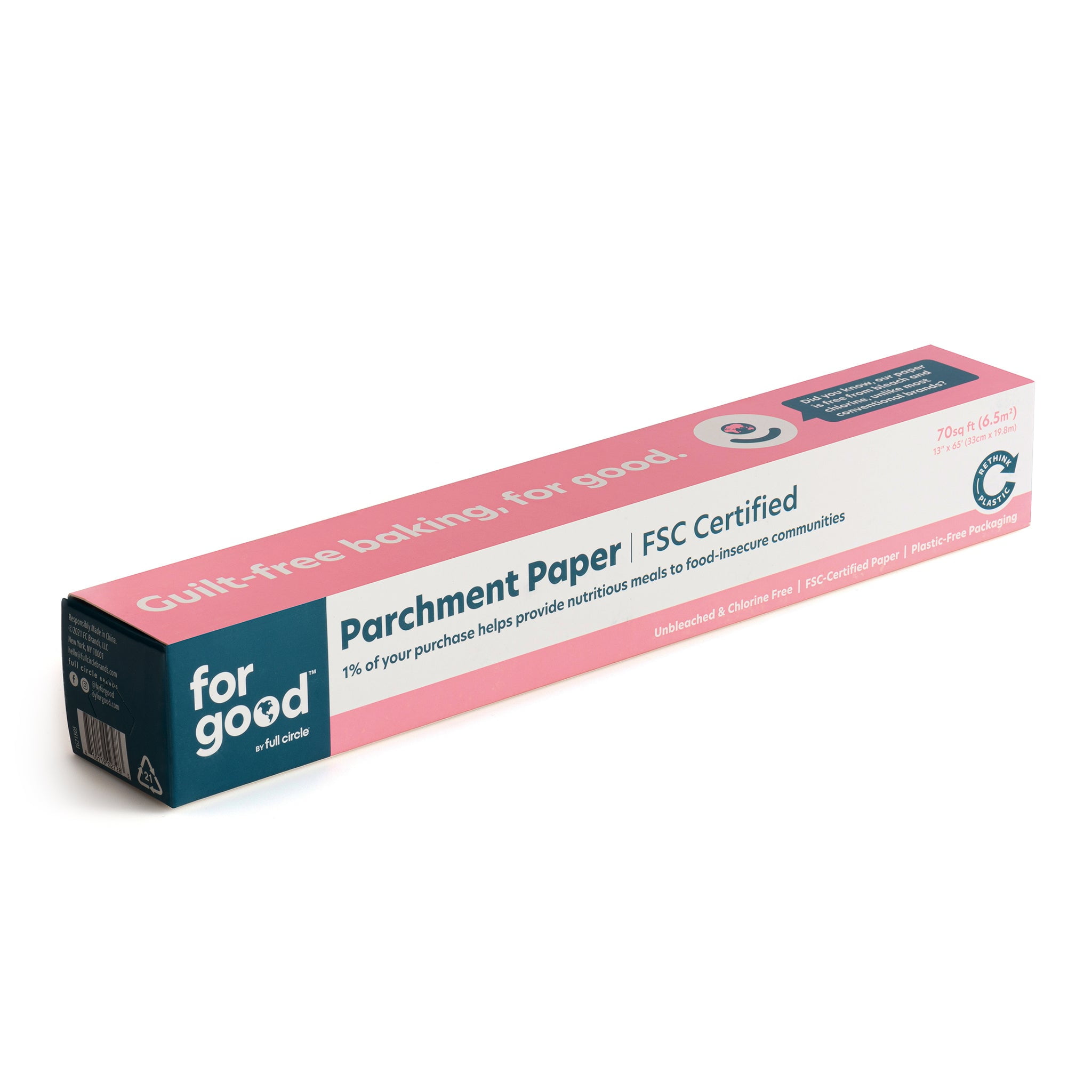 For Good FSC Certified Parchment Paper Roll - 70sq ft - Non-Toxic - Chlorine Free - Oven Safe