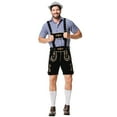 thumbnail image 2 of NAFUU Men's Oktoberfest Outfit Set 2 Piece Short Sleeve Plaid Shirt Embroidered Overalls Shorts Set Party Outfits Fashion Beach Sports Suit, 2 of 9