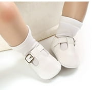 LAURENZA'S Baby Girls White Soft-Sole Mary Jane Shoes T-Strap 0-6M Size 2