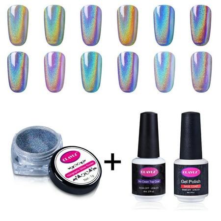CLAVUZ 1g/Box Laser Holographic Nail Powder Rainbow Chrome Nail Powder Manicure Pigment Nail Art Tool