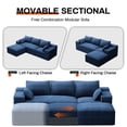 thumbnail image 5 of Wilayok 108" Oversized L-Shaped Sectional Sofa, Fluffy Corduroy Cloud Couch with Ottoman, Plush Memory Foam Boneless Modular Sectional Couch for Living Room Small Space, Blue, 5 of 8
