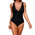 thumbnail image 6 of Mifsaly Women's Tummy Control One Piece Swimsuit Deep V Neck Scalloped Trim Mesh Inset Bathing Suit Ruched Slim Fit Monokini Flattering Swimwear XXL, 6 of 6