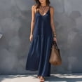 thumbnail image 4 of Sundresses for Women Summer Smocked Cami Maxi Dresses Spaghetti Strap V Neck Flowy Long Beach Vacation Dress, S, 4 of 6