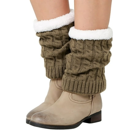 

Wefuesd Socks For Women Knee Warmers And Leg Warmers Knitted And Thickened Wool Warm Boots Twist And Warmers Womens Socks Khaki One Size