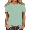 thumbnail image 2 of AherBiu Plus Size Womens T Shirts Crew Neck Loose Fitting Tshirts Casual Short Sleeve Solid Color Basic Tees, 2 of 5