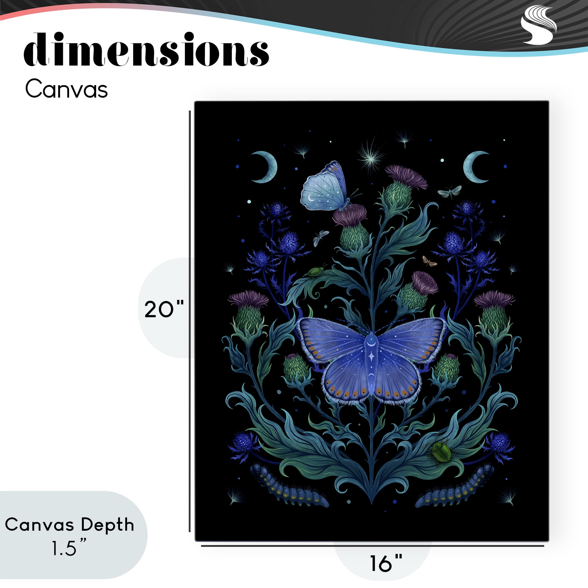 Stupell Industries Thistles & Insects at Night Canvas Wall Art, design by Episodic Drawings