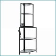 thumbnail image 6 of 5 Tier Corner Bookshelf with LED Light, USB Plug & Glass Holder | Metal + MDF | Black, 6 of 18