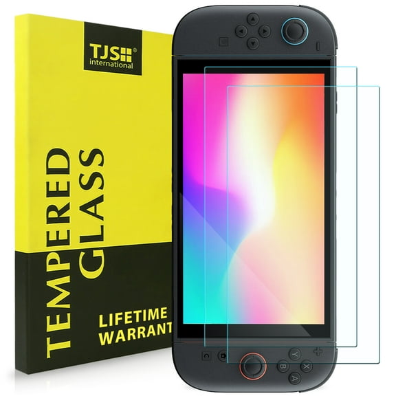 TJS [2 Pack] Screen Protector Tempered Glass for Nintendo Switch 2 [Works While Docking] - 0.3mm Thickness/Bubble Free/Ultra Clear/9H Hardness/Anti-Scratch/Anti-Fingerprint (Clear)