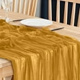 thumbnail image 4 of 1pc Christmas Decorative Boho Gauze Table Runners, Soft Durable Table Runner for Xmas Holiday Table Decor Home Party Decoratiions 70.87x35.43 Inch Gold, 4 of 6