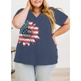 thumbnail image 4 of DEXIO Plus Size Women American Flag Shirt 4th of July Patriotic V Neck T Shirts American Flag Sunflower Graphic Tee Tops,5X, 4 of 5