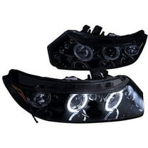 Halo Projector Headlight In Gloss Black Housing Smoke Lens Made For And Compatible With 2006 - 2011 Honda Civic Coupe 2 Dr 06 07 08 09 10 11