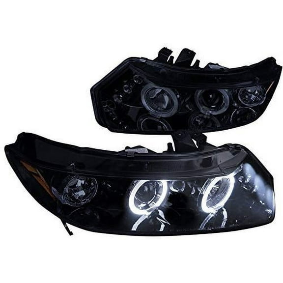 Halo Projector Headlight In Gloss Black Housing Smoke Lens Made For And Compatible With 2006 - 2011 Honda Civic Coupe 2 Dr 06 07 08 09 10 11