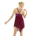 thumbnail image 3 of TSSOE Women's Shiny Sequins Asymmetrical Mesh Ballet Figure Skating Leotard Dress Gymnastics Wine Red XL, 3 of 7