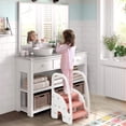 thumbnail image 3 of Taburete RONIPIC para niños pequeños, 3 peldaños con asas de seguridad, blanco y rosa, 3 of 6