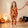 thumbnail image 2 of 5-6 Years Tween Halloween Boy Girl Pumpkin Pajama Set Button Sleepwear Girls Matching Pajama Sets Girls Pj Set, 2 of 9
