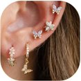 thumbnail image 2 of Pendientes chapados en oro de 14 quilates para mujer Pendientes de cartílago Pendientes de oro delicados Pendientes de aro Huggie Pendientes hipoalergénicos para múltiples piercings Regalos de moda pa, 2 of 4