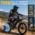 thumbnail image 4 of GlobalKeep Dirt E-Mountain Bike for Adults, 20" Fat Tire, Dual Disc Brakes, Front & Rear Suspension, 48V 17.5Ah Removable Battery, 750W Motor, Up to 80 Miles, Class 2, UL2849 Certified., 4 of 11