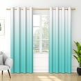 thumbnail image 7 of Nanqianyi Teal Ombre Blackout Curtains for Bedroom Living Room, Thermal Insulated Teal White Gradient Drapes Grommet Top, Set of 2 Panels, 52"W x 96"L, 7 of 7