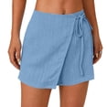 thumbnail image 4 of RQYYD Women's Wrap Tie Waist Skort Shorts Casual Lightweight Comfortable Summer Beach Daily Wear Bottoms, 4 of 6