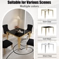 thumbnail image 4 of 5-Piece 37" Square Glass Dining Table Set for 4, Tempered Glass Top with Flute-Inspired Mirrored Stainless Steel Legs, 4 Button-Tufted Velvet Chairs with Stainless Steel Legs, 4 of 7