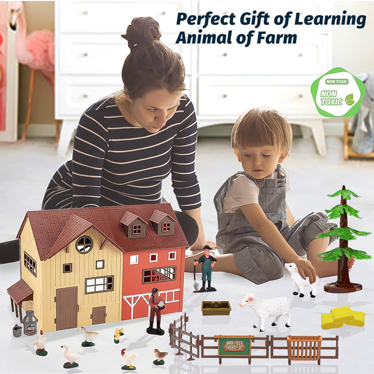 Barn Animal Playset Farm Animal Playset With Tractor & Barn ...