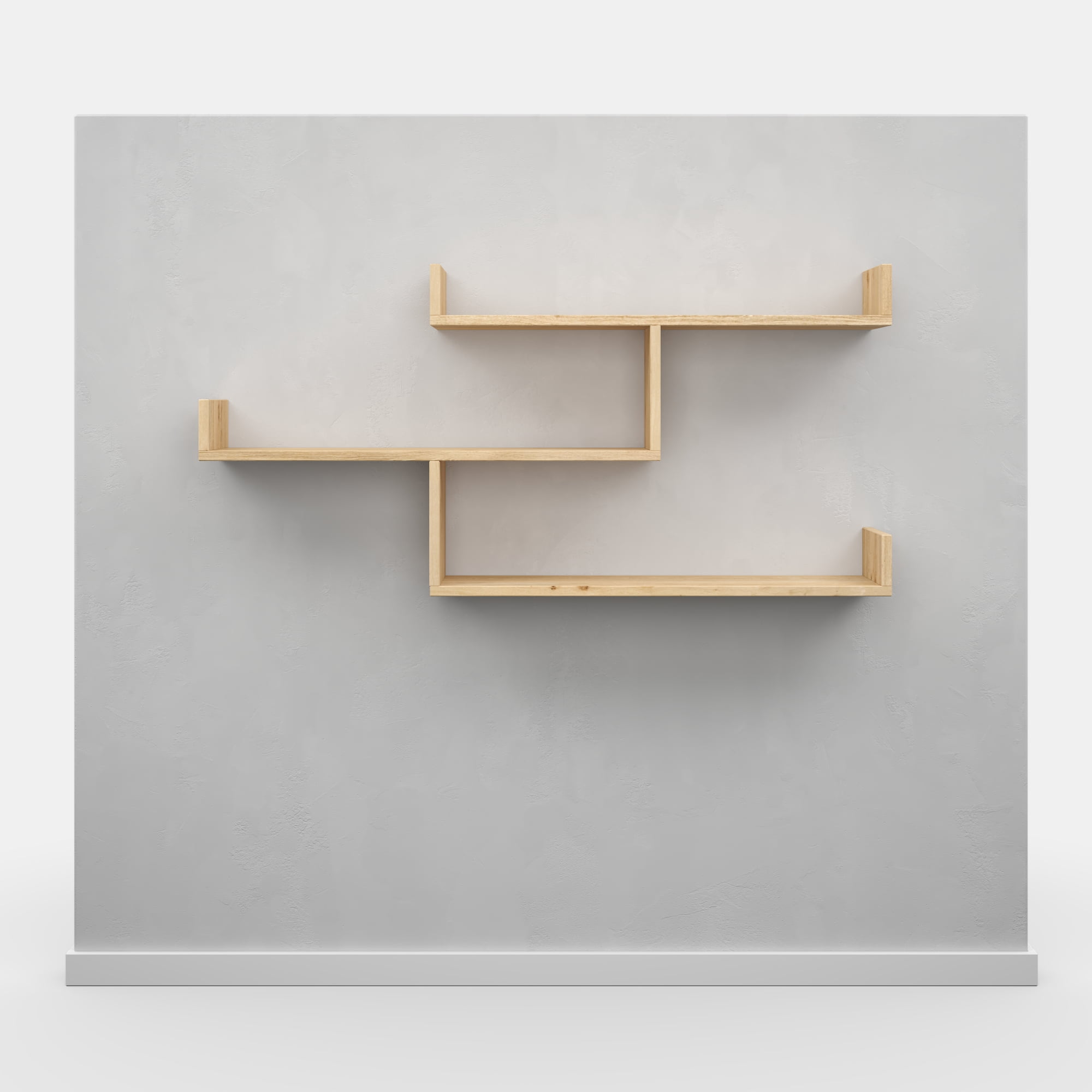 Ada Home Decor Furniture 47" 3 Tier Oak Wilton Modern Wall Shelf