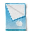 thumbnail image 2 of Beach Soft Flannel Fleece Throw Blanket, Seascape with Sunny Sky and Clouds Relax Summer Day Illustration, Cozy Plush for Indoor and Outdoor Use, 50" x 70", Sand Brown Sky Blue, by Ambesonne, 2 of 5