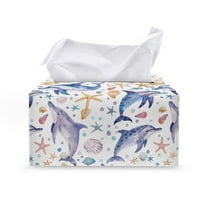 ZUXONGSY Dolphin Starfish Tissue Box Covers PU Leather Rectangular Tissue Box with Buckle Modern Decorative Tissue Box Organizer Easy to Install Tissue Box for Home Bathroom Car